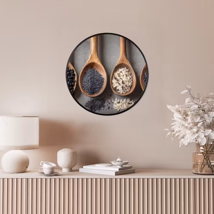 Photo Frame Round - Wooden - Spoons - Rice - Seeds — 4
