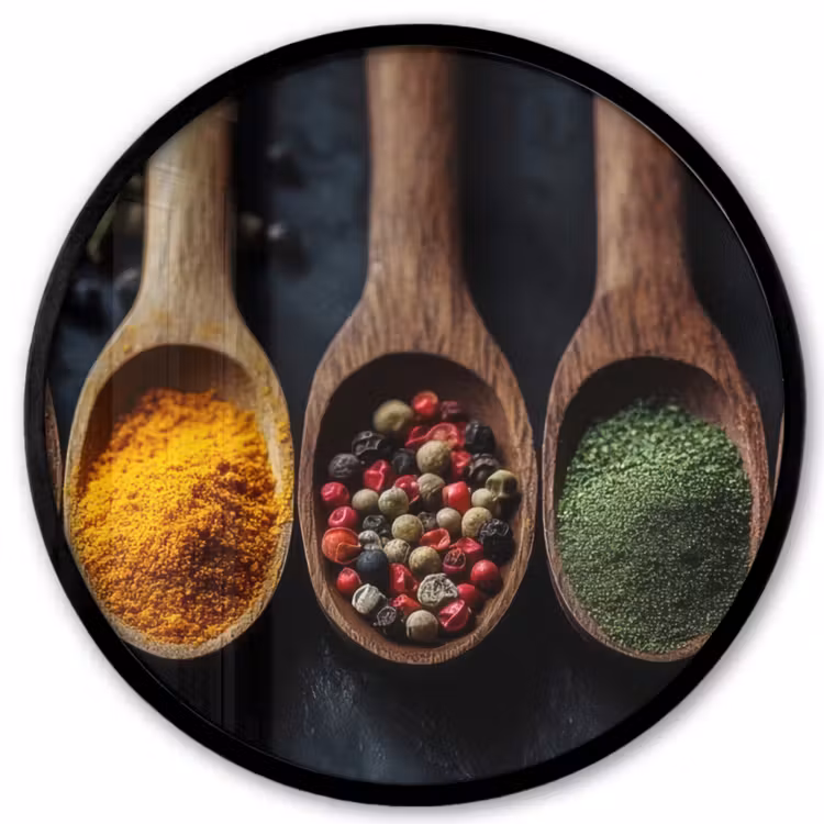 Photo Frame Round - Wooden - Spoons - Spices - Herbs — 1