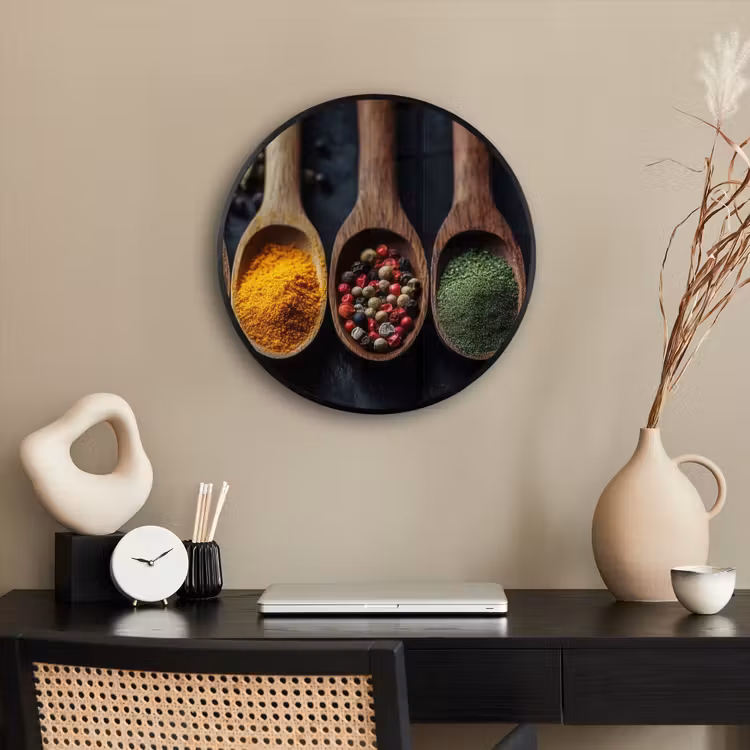 Photo Frame Round - Wooden - Spoons - Spices - Herbs — 2