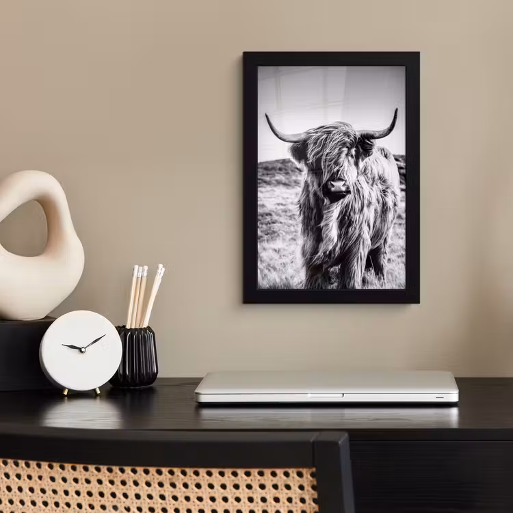 Photo Frame - Scottish Highlander - Nature - Cow - Black - White — 3