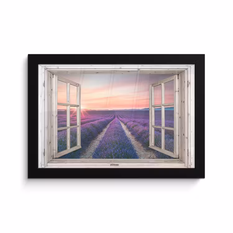 Photo Frame - See-through - Lavender - Flowers - Wood - Sunset - Purple — 1