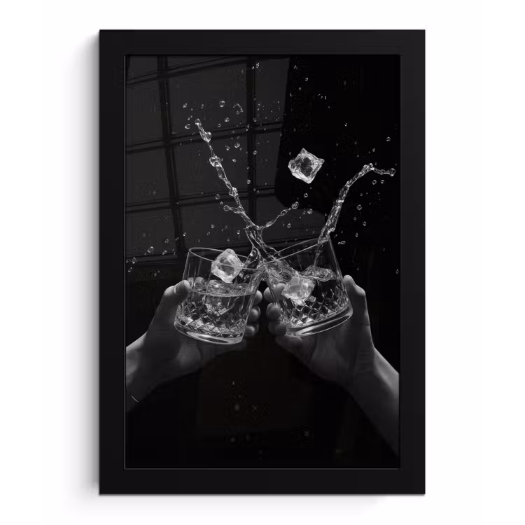 Photo Frame - Whisky glasses - Ice - Splashes - Black — 1