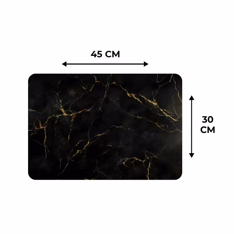 Placemat - 6 pieces - Black marble - Golden veins - Classic — 3