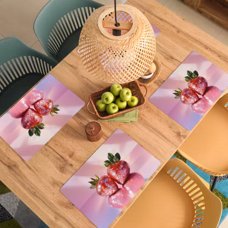 Placemat - 6 pieces - Disco - Fruit - Glitter - Strawberry — 5