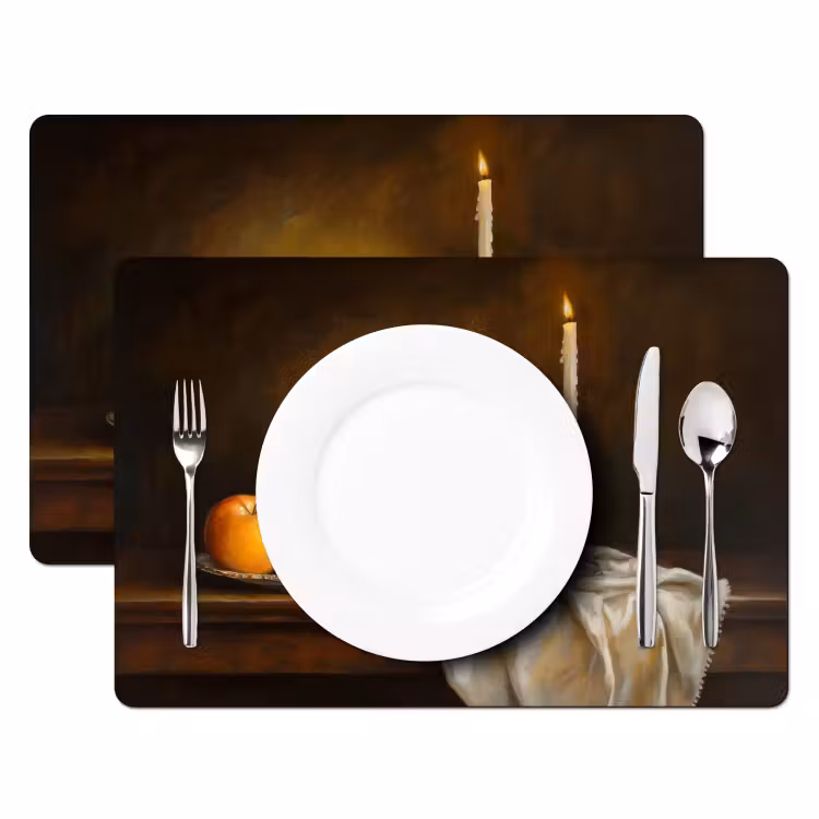 Placemat - 6 pieces - Fruit - Still life - Wine - Candle — 2
