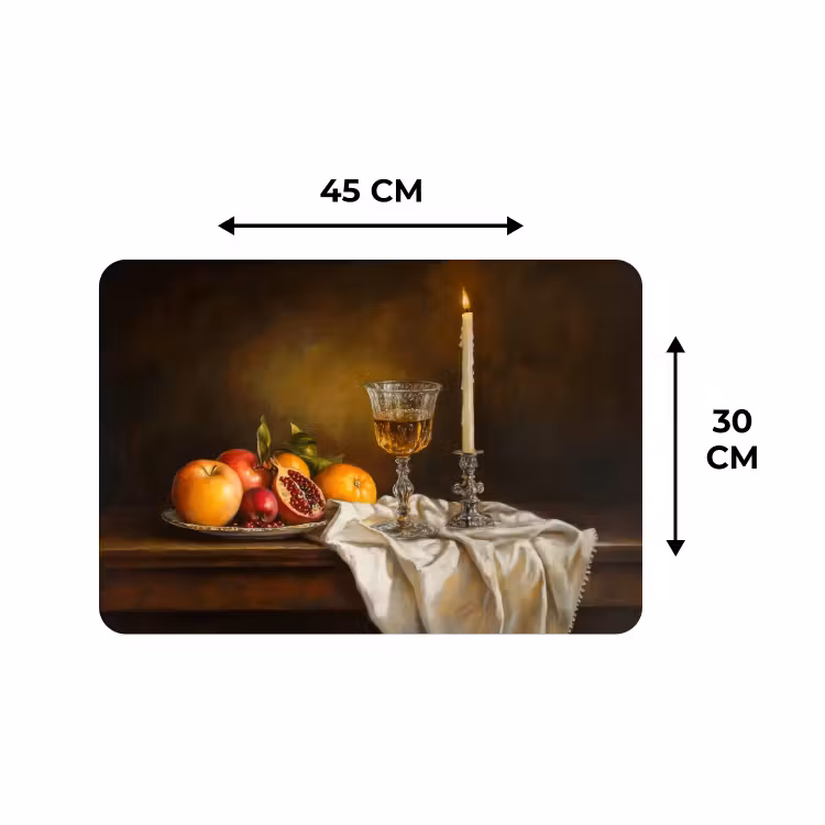 Placemat - 6 pieces - Fruit - Still life - Wine - Candle — 3