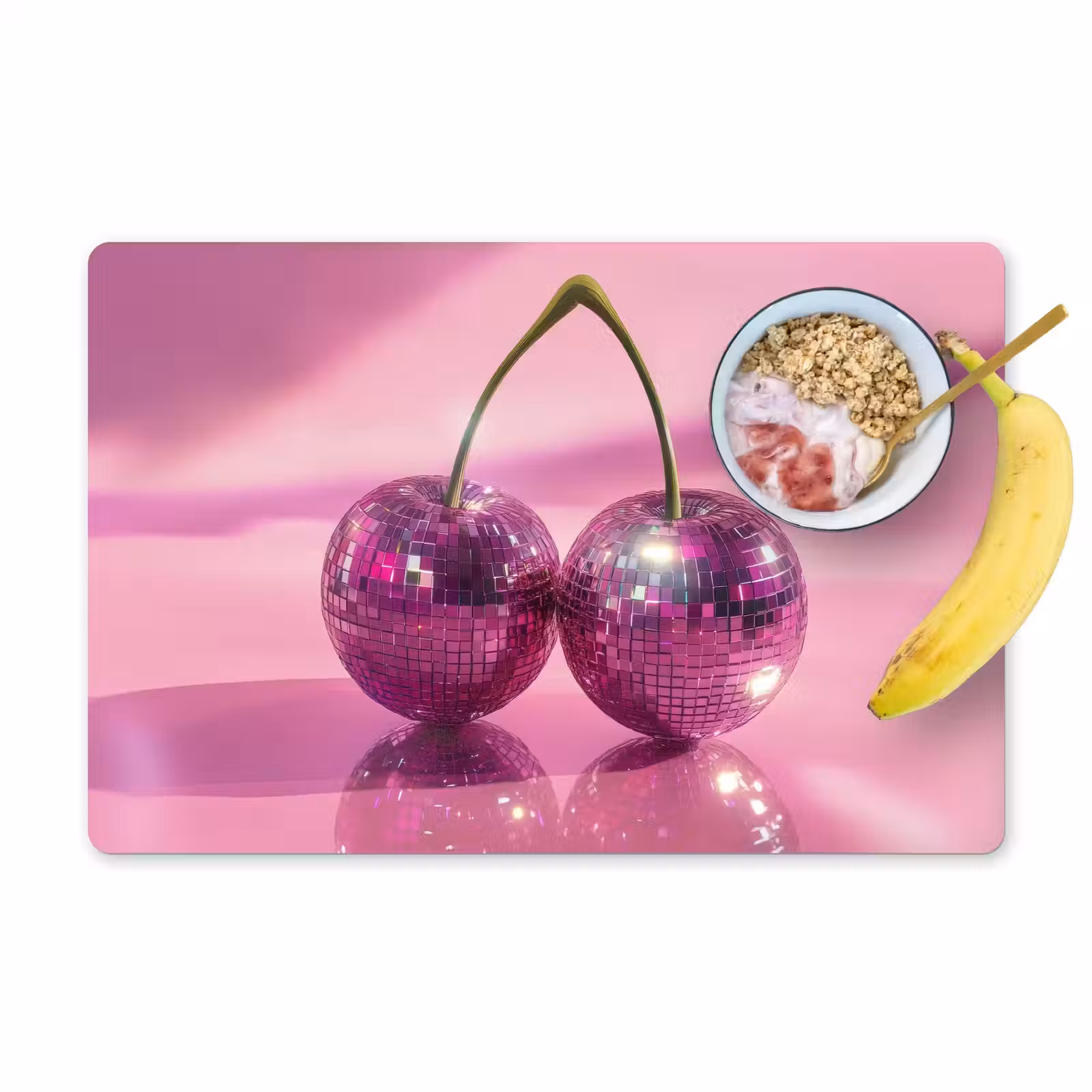 Placemat - 6 pieces - Glitter - Discobulb - Pink - Cherry — 1
