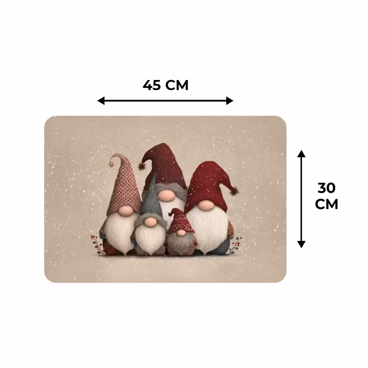 Placemat - 6 pieces - Gnomes - Christmas - Snow - Pointed hats — 3