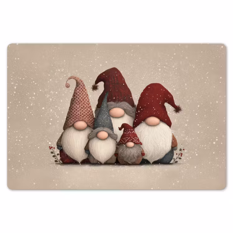Placemat - 6 pieces - Gnomes - Christmas - Snow - Pointed hats — 6