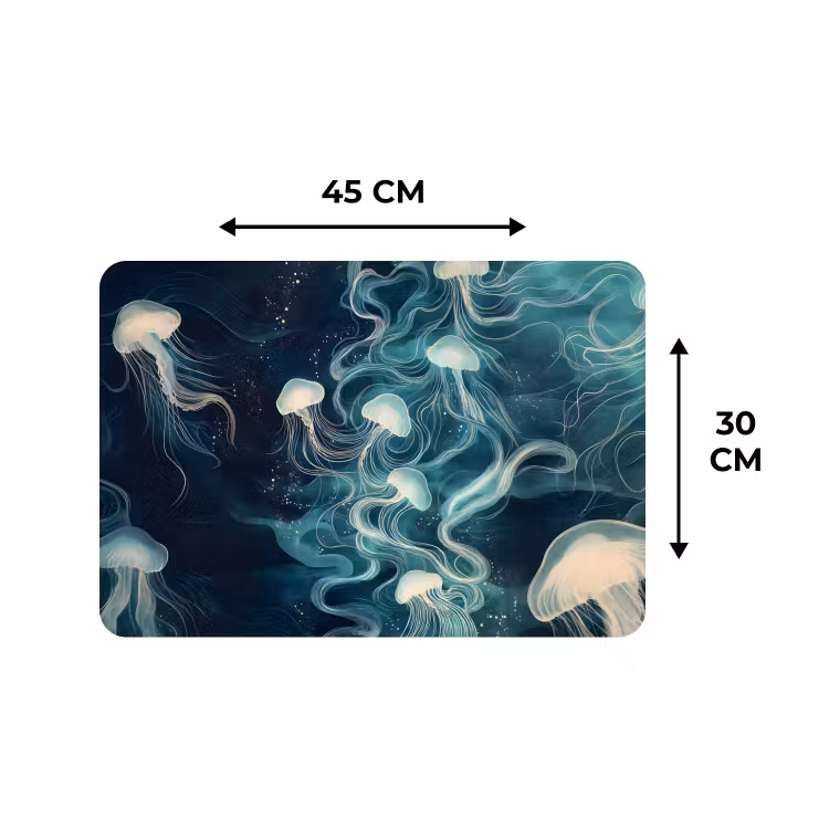 Placemat - 6 pieces - Jellyfish - Sea - White - Waves — 3
