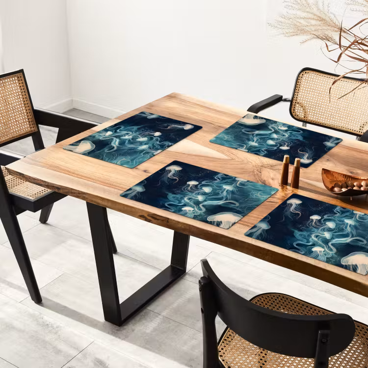 Placemat - 6 pieces - Jellyfish - Sea - White - Waves — 4