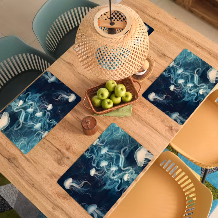 Placemat - 6 pieces - Jellyfish - Sea - White - Waves — 5