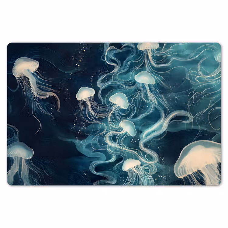 Placemat - 6 pieces - Jellyfish - Sea - White - Waves — 6