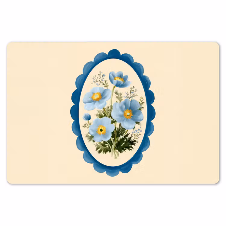 Placemat - 6 pieces - List - Flowers - Light blue - Illustration — 6