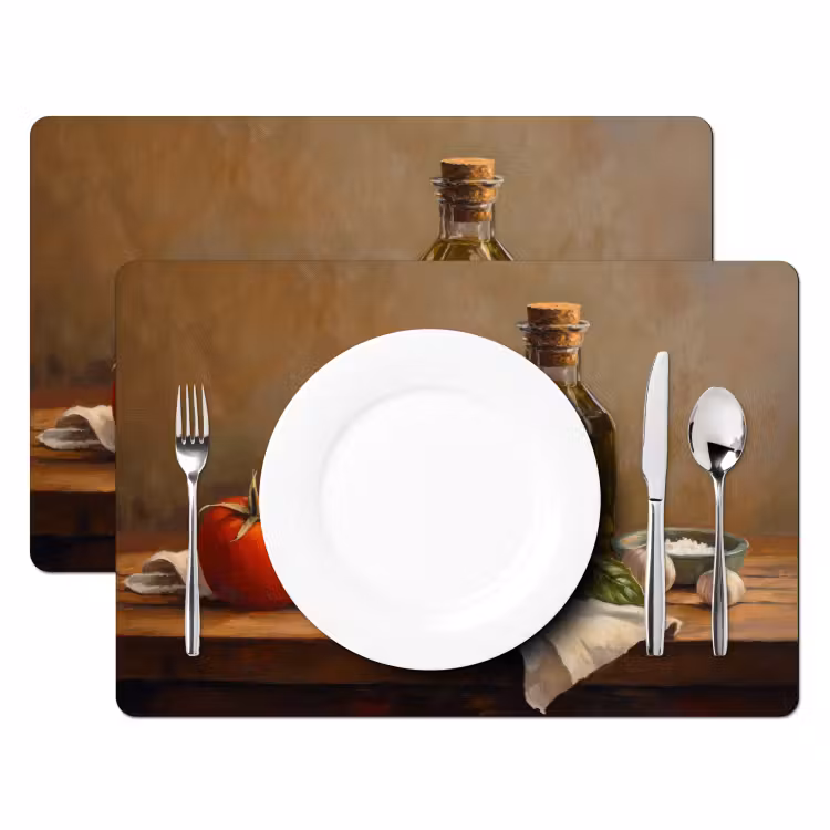 Placemat - 6 pieces - Tomatoes - Olive oil - Still life — 2