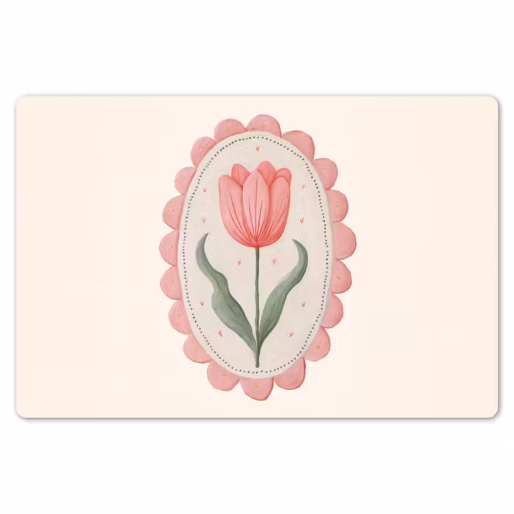 Placemat - 6 pieces - Tulip - Frame - Oval - Illustration — 6