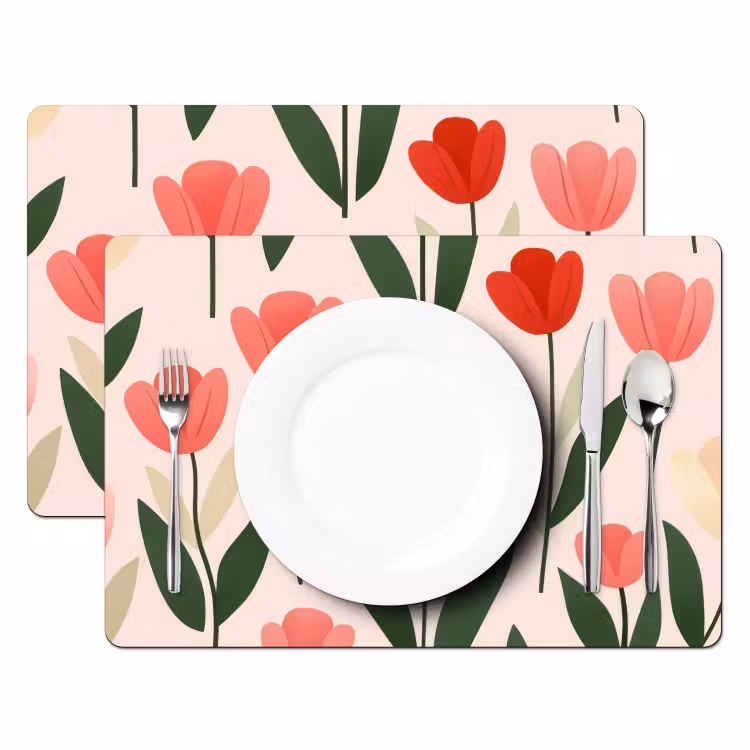 Placemat - 6 pieces - Tulips - Modern - Pink — 2