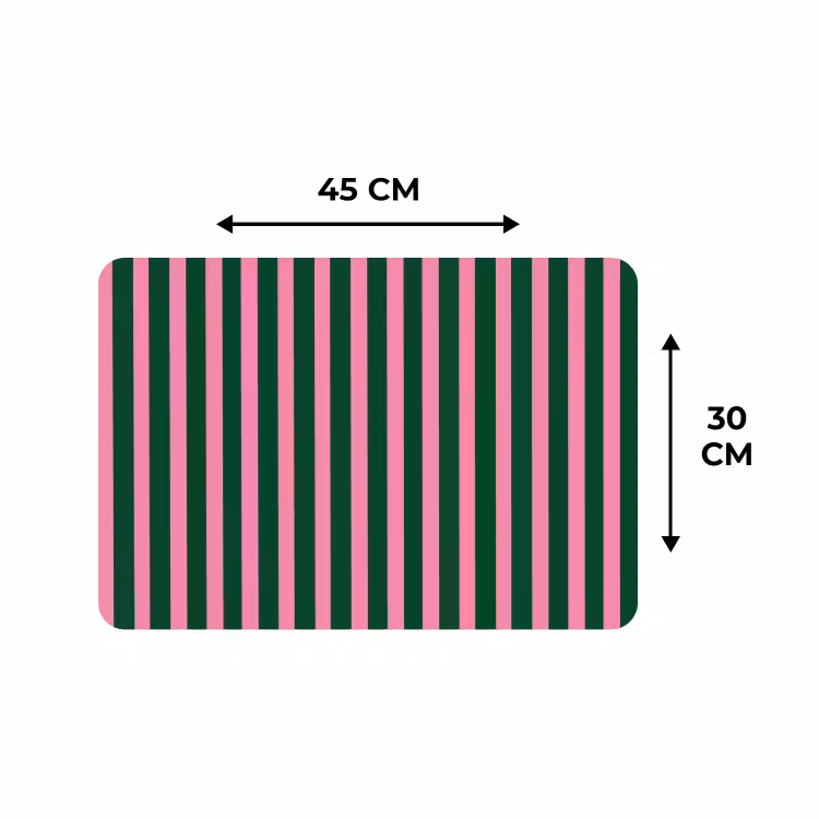 Placemat - 6 pieces - Vertical stripes - Green - Pink — 3