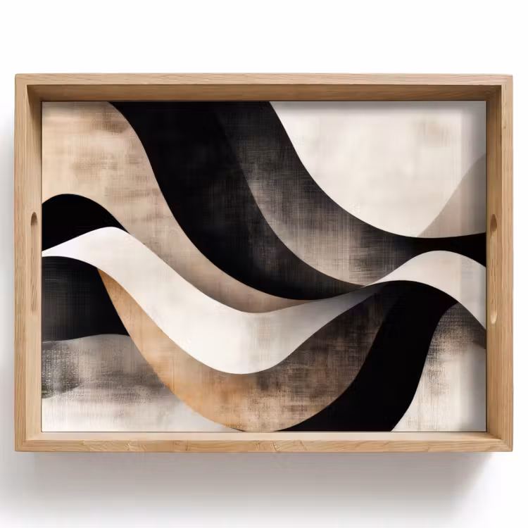 Tray - Abstract - Waves - Black - Weathered — 1