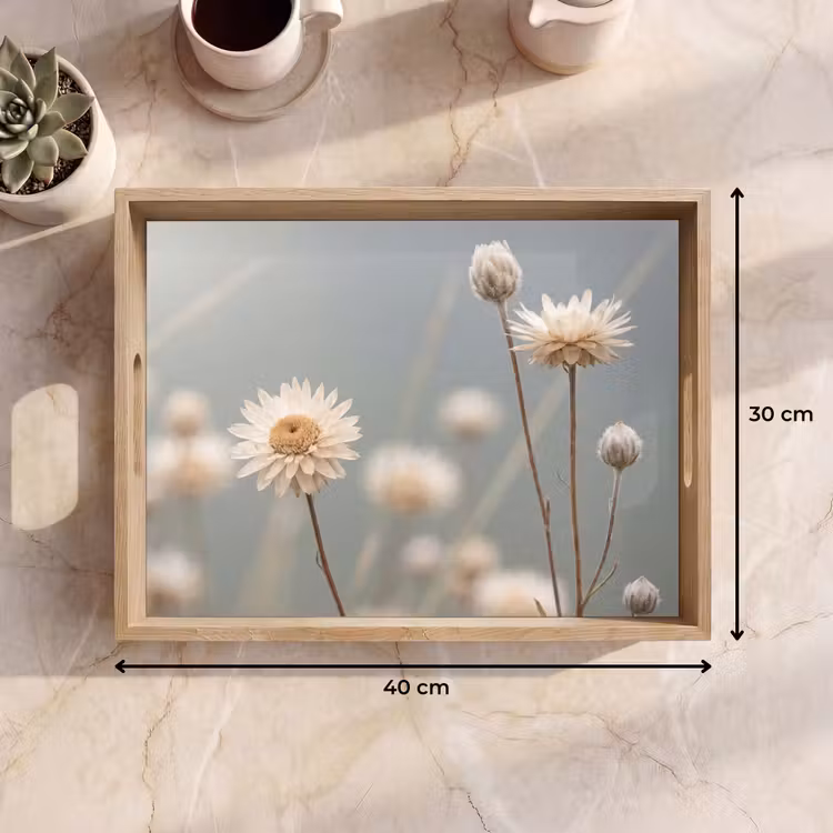 Tray - Straw Flowers - White - Daylight — 7