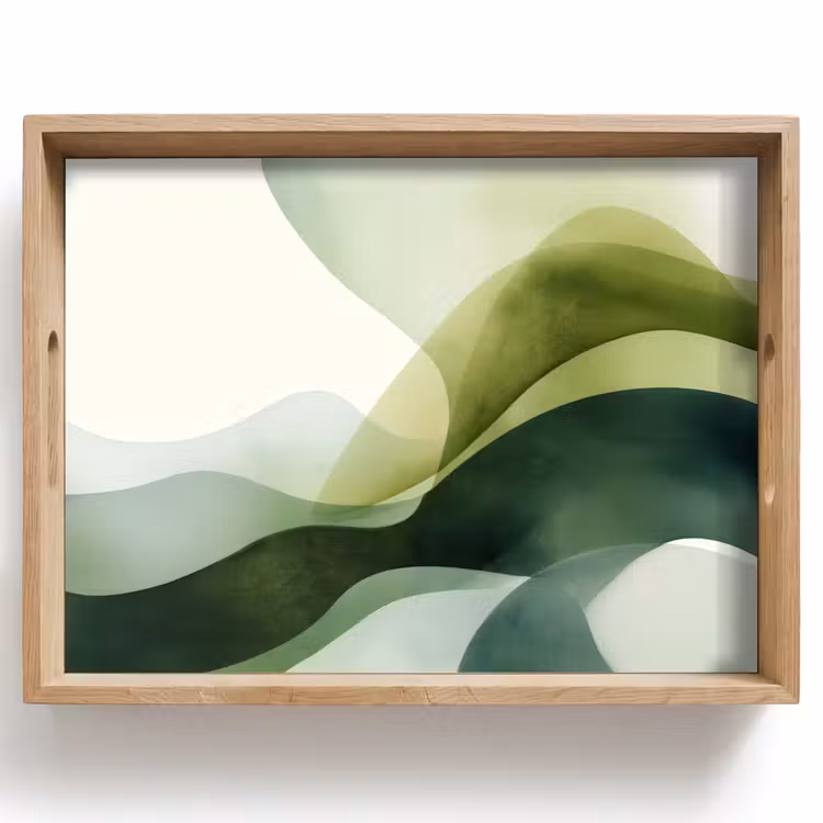 Tray - Waves - Abstract - Light green - Ornamental — 1
