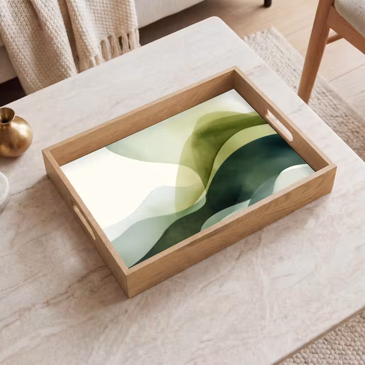 Tray - Waves - Abstract - Light green - Ornamental — 2