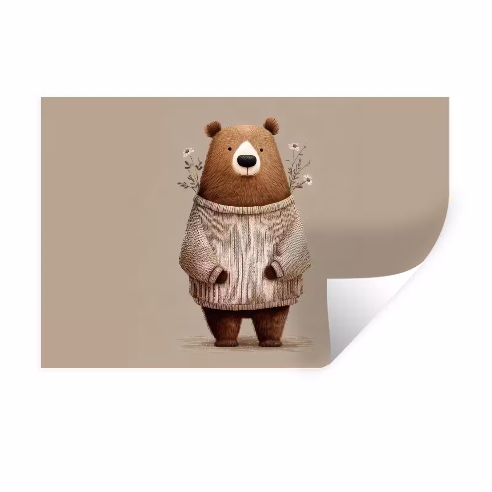 Wall Sticker - Bear - White flowers - Cozy — 1