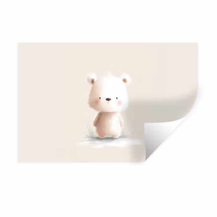 Wall Sticker - Bear - Snowflake - White - Fluffy — 1