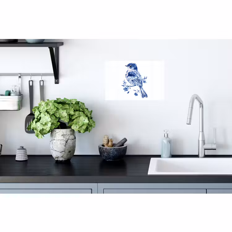 Wall Sticker - Bird - Delft blue - Illustration - Flowers — 2