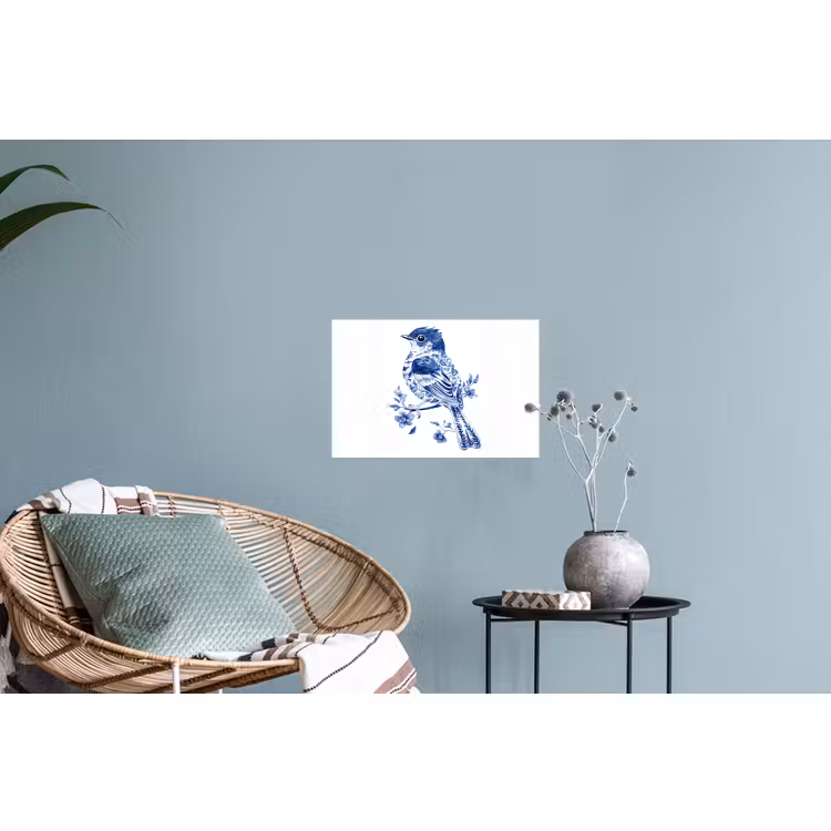Wall Sticker - Bird - Delft blue - Illustration - Flowers — 4