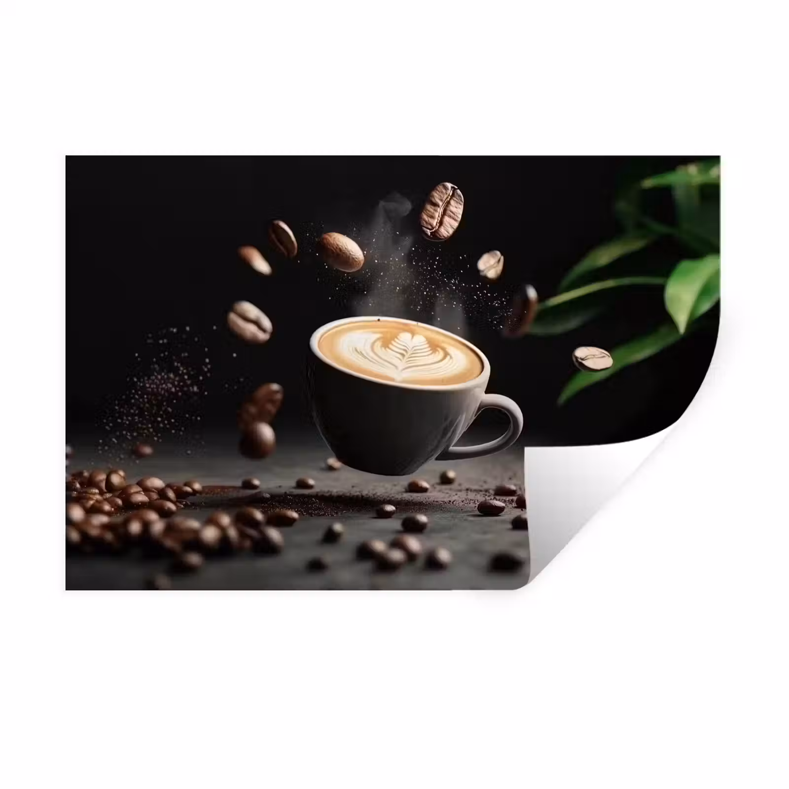 Wall Sticker - Cappuccino - Cup - Beans - Brown — 1