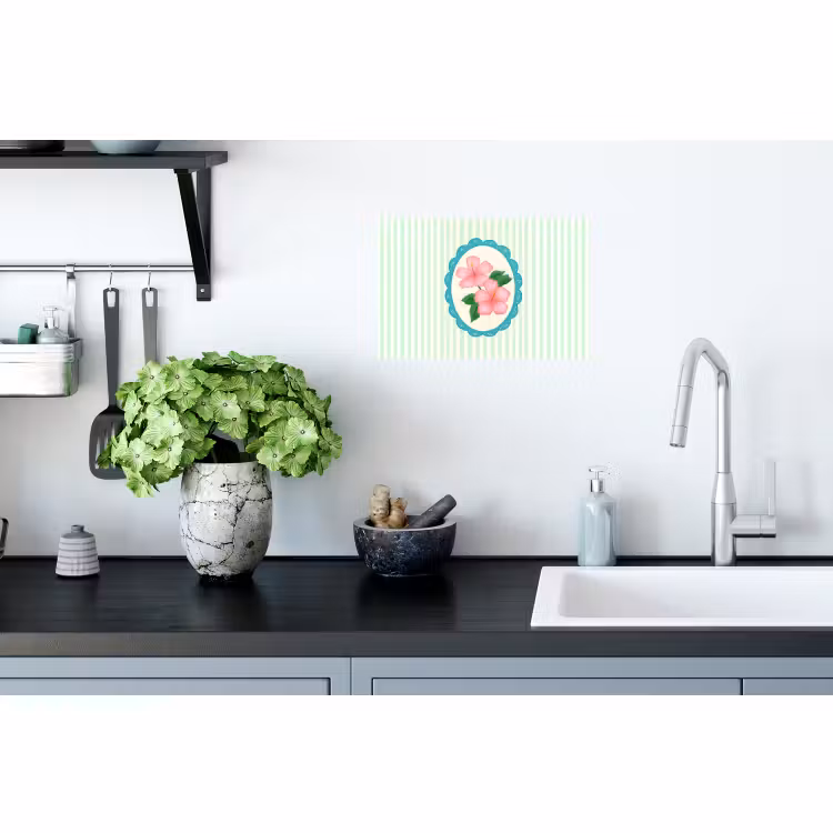 Wall Sticker - Flowers - Oval - Stripes - Green — 2