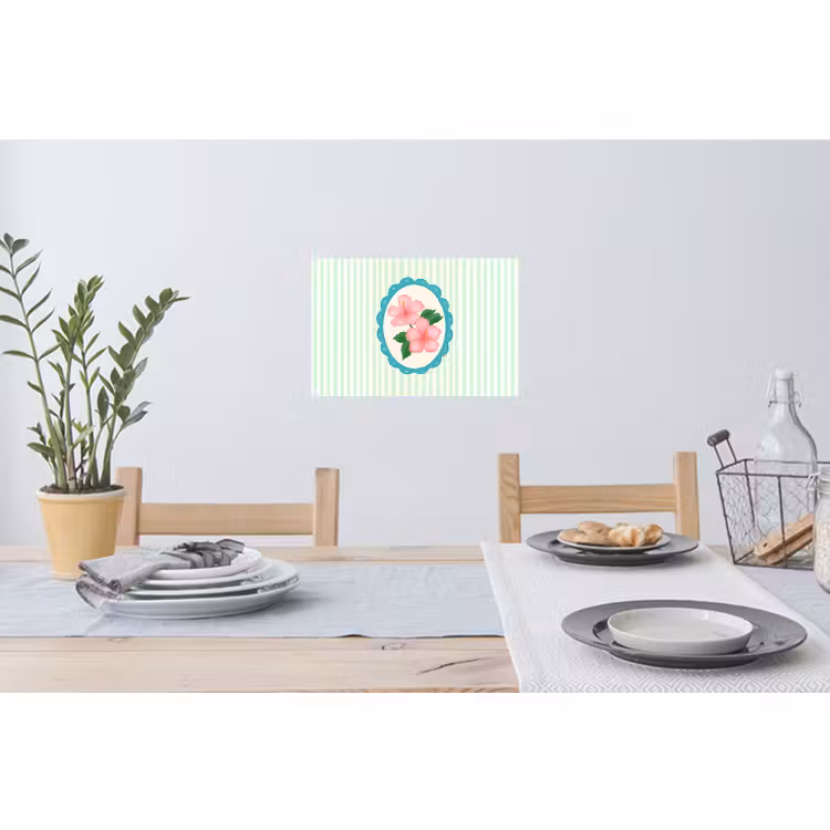 Wall Sticker - Flowers - Oval - Stripes - Green — 3