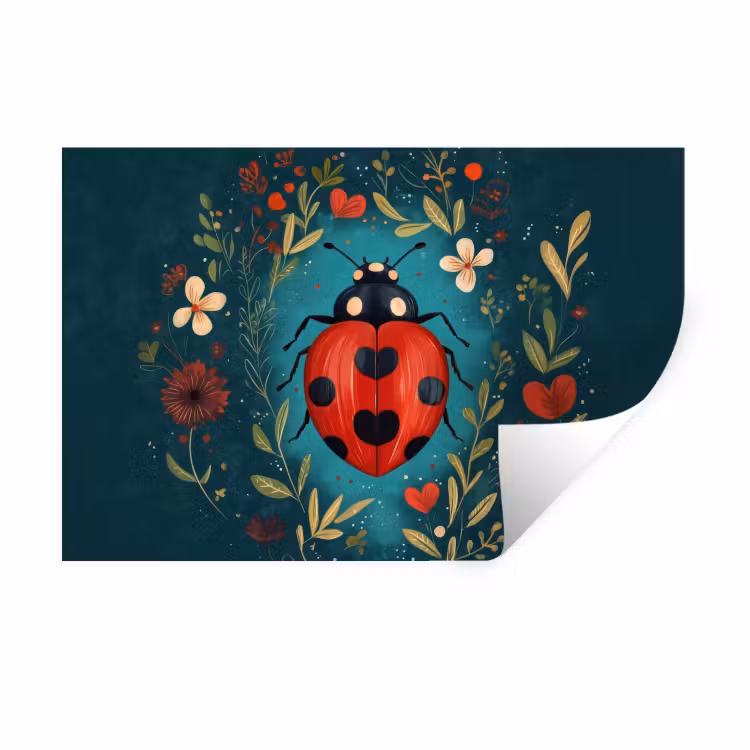 Wall Sticker - Flowers - Ladybug - Heart - Red — 1