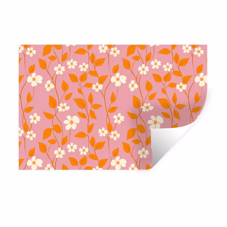 Wall Sticker - Flowers - Pattern - Orange — 1