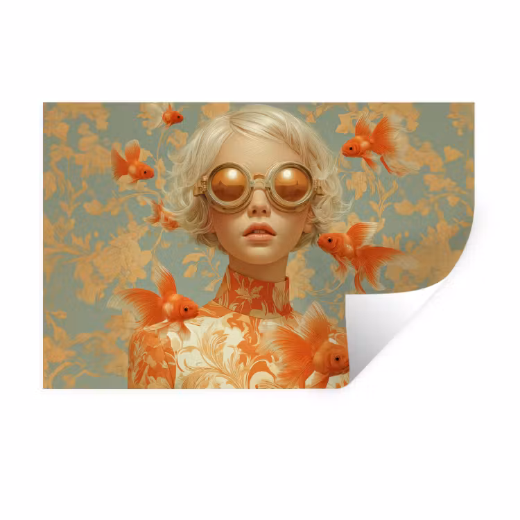 Wall Sticker - Goldfish - Orange - Female - Blonde — 1