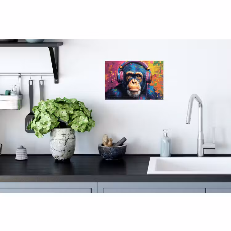 Wall Sticker - Graffiti - Chimpanzee - Street art - Headphones - Monkey — 2