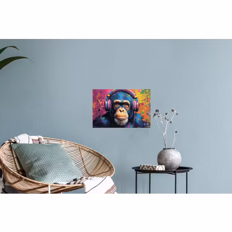 Wall Sticker - Graffiti - Chimpanzee - Street art - Headphones - Monkey — 4