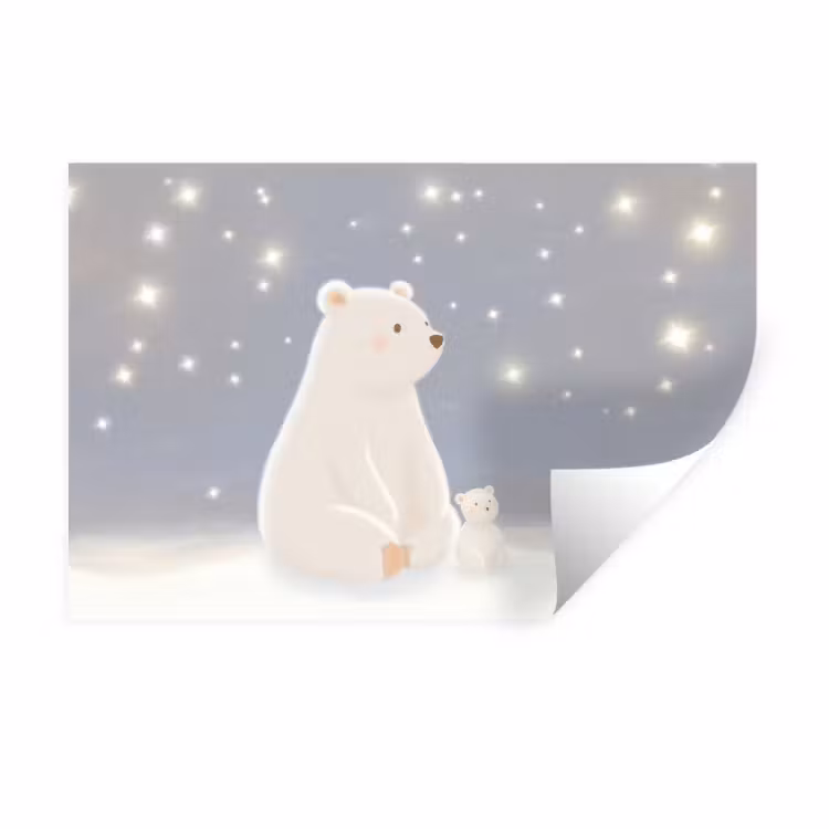 Wall Sticker - Polar bear - Snow - Stars - Blue — 1