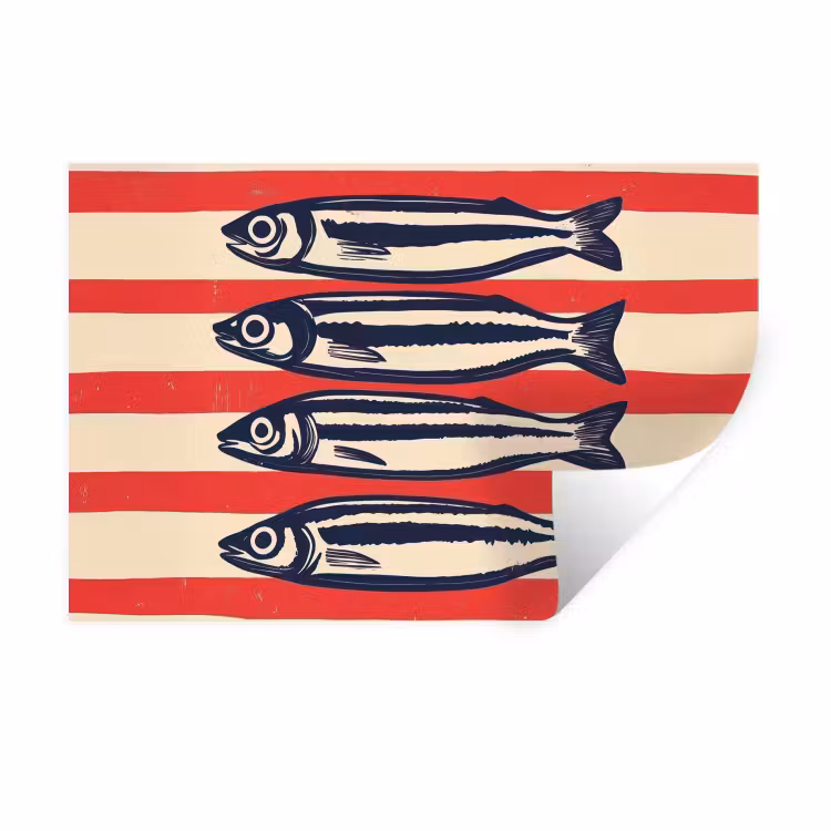 Wall Sticker - Sardines - Red and beige stripes — 1