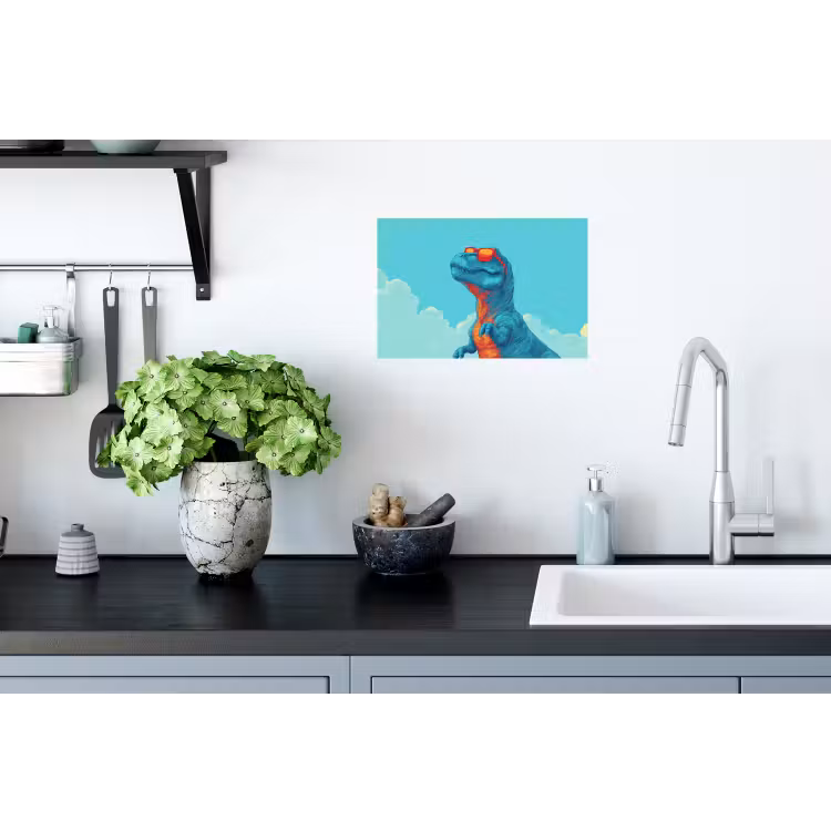 Wall Sticker - T-Rex - Blue - Clouds - Sunglasses — 2
