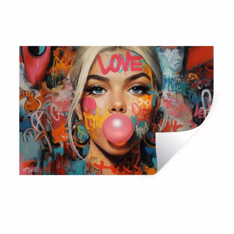 Wall Sticker - Woman - Chewing gum - Graffiti - Love — 1
