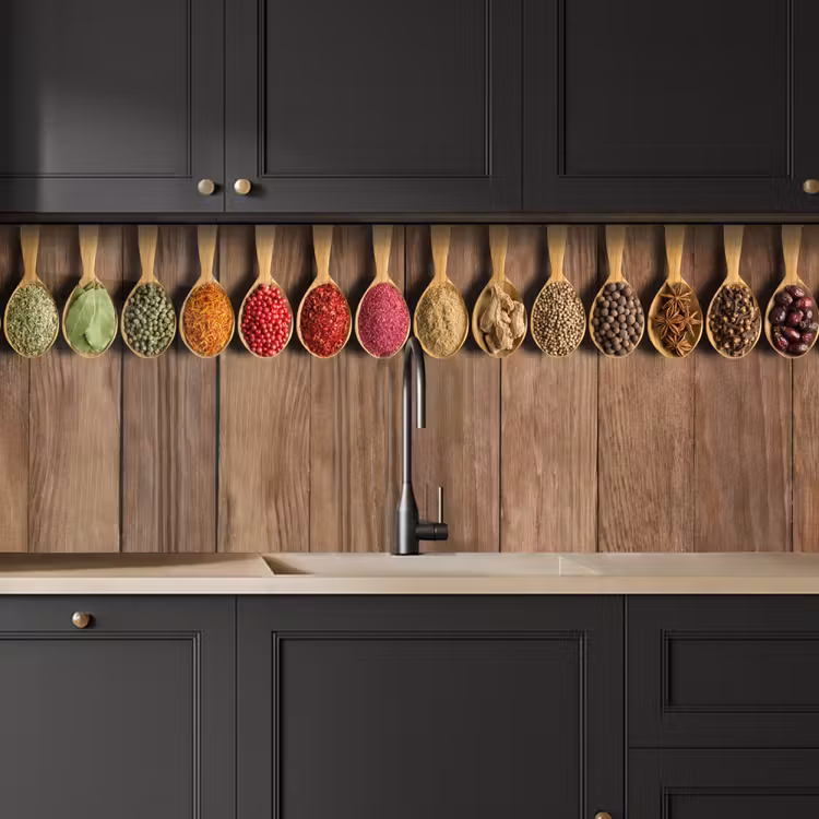 Kitchen Wall Splashback - Spoons - Herbs - Wood — 4