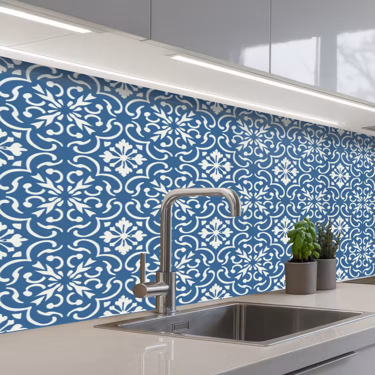Kitchen Wall Splashback - Tile - Pattern - Blue - White — 2