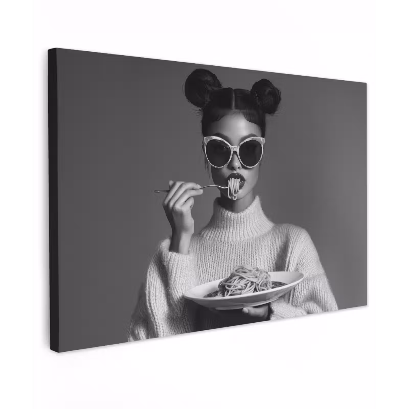 Canvas Print - Woman - Pasta - Sunglasses — 1