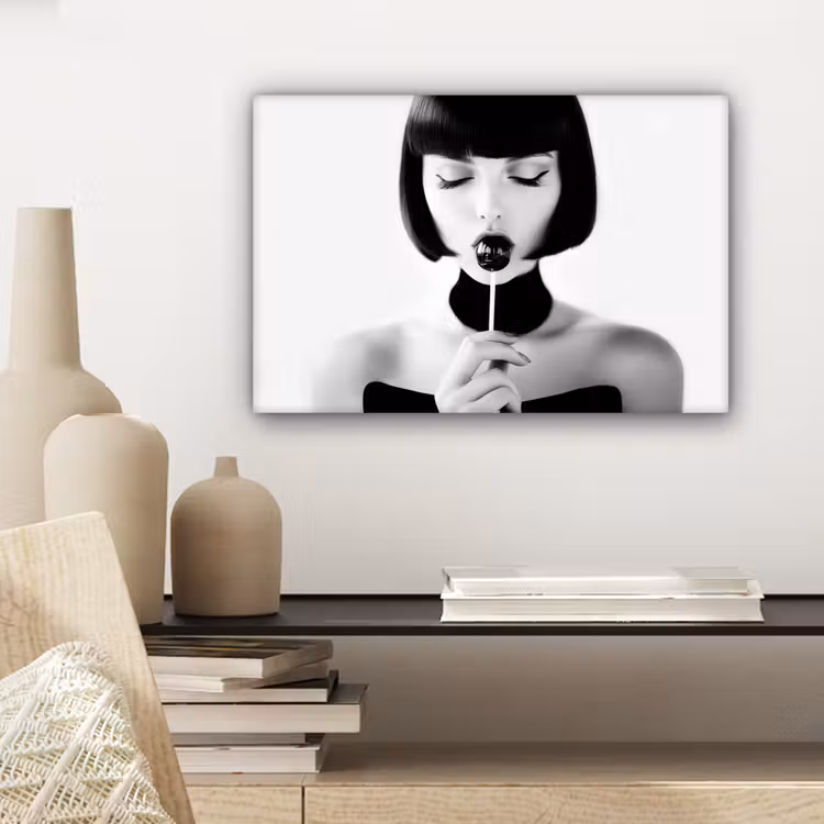 Canvas Print - Woman - Lolly - Black - White — 5