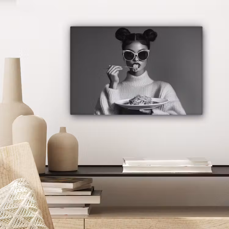 Canvas Print - Woman - Pasta - Sunglasses — 5