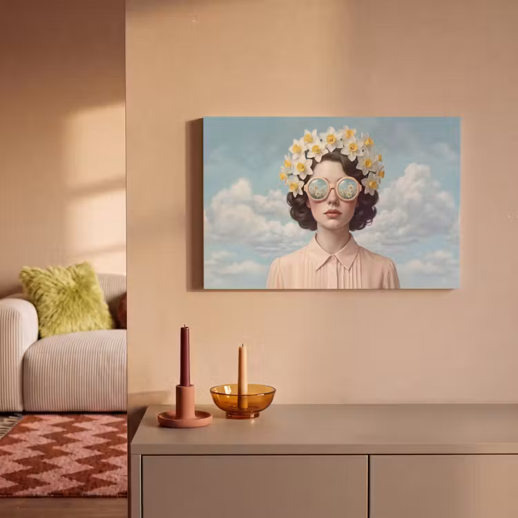 Canvas Print - Woman - Daffodils - Yellow — 2