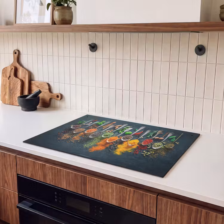 Induction Hob Cover & Splashback (2-in-1) - Spices - Spoons - Colorful — 3