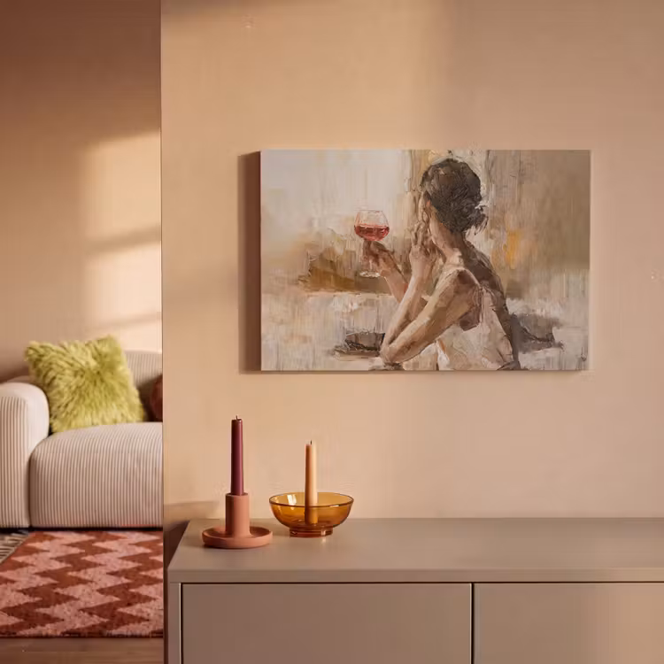 Canvas Print - Painting - Oil paint - Woman - Wine — 2